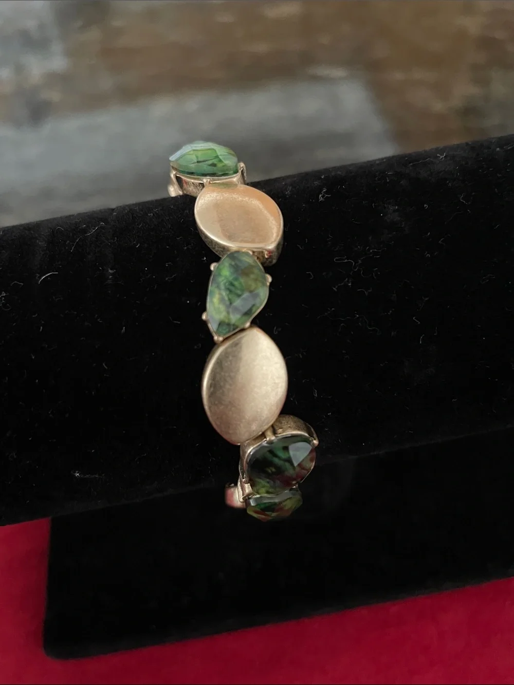 Macy's Green Abalone-Style Faceted Stretch Bracelet